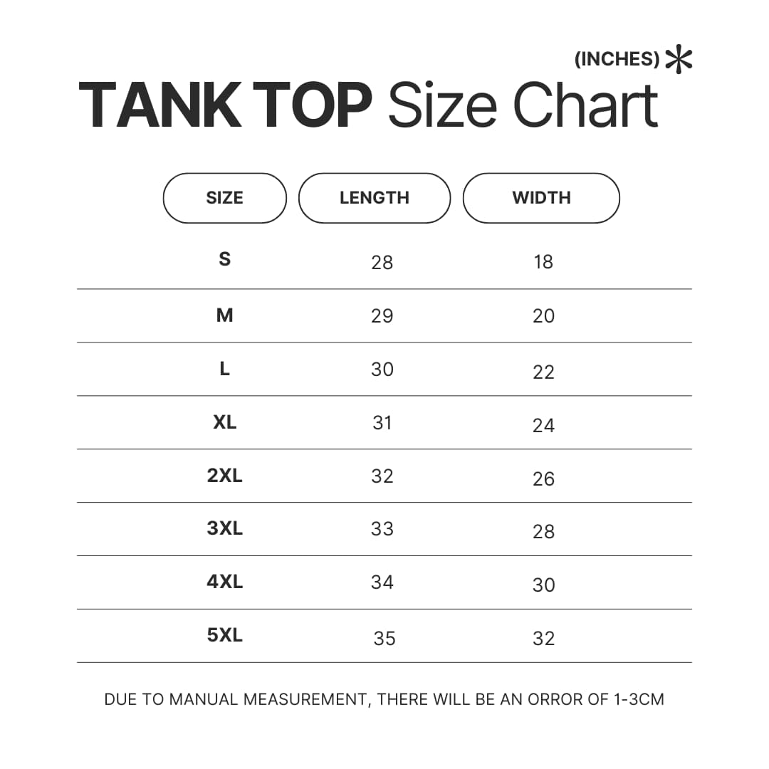 Tank Top Size Chart - Kaiju No. 8 Store