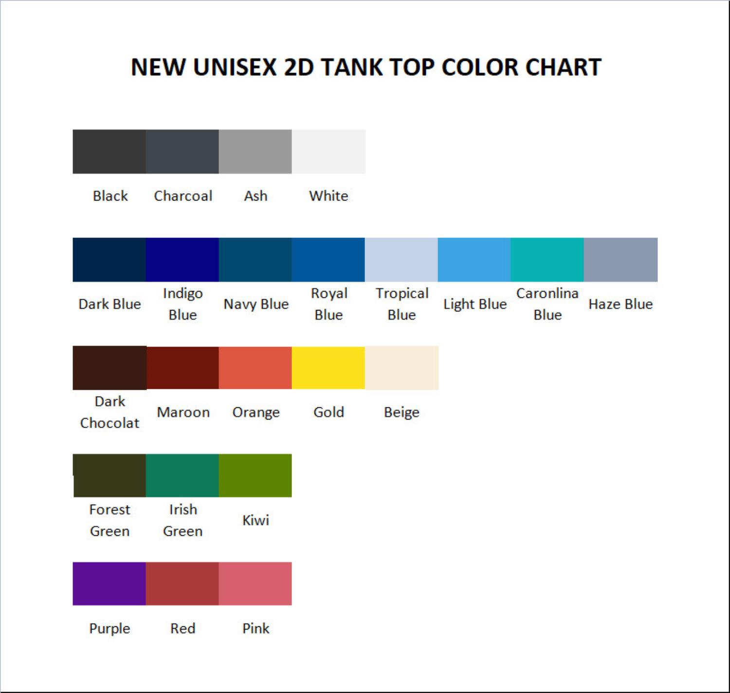 tank top color chart - Kaiju No. 8 Store