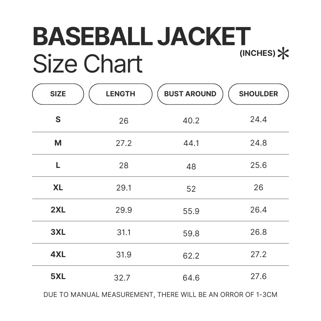 Baseball Jacket Size Chart - Kaiju No. 8 Store