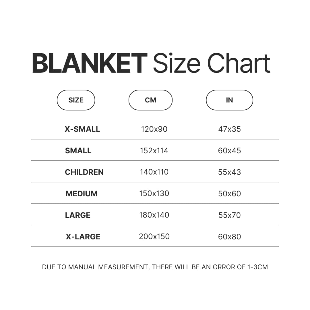 Blanket Size Chart - Kaiju No. 8 Store