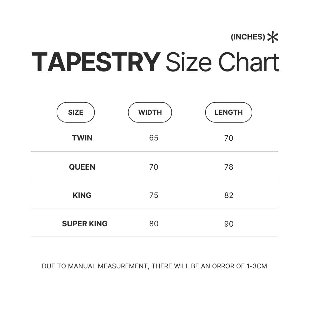 Tapestry Size Chart - Kaiju No. 8 Store