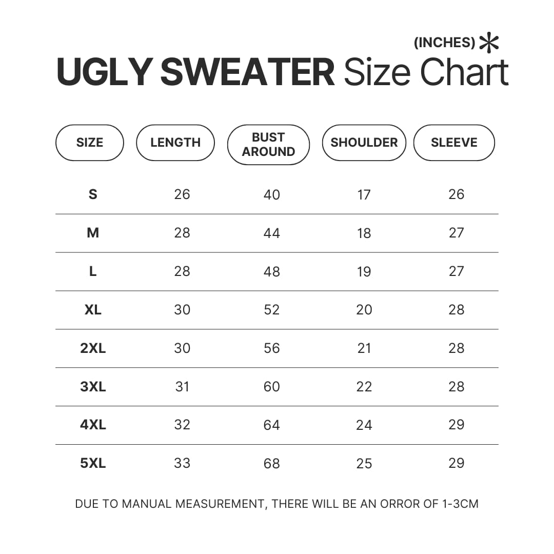 Ugly Sweater Size Chart - Kaiju No. 8 Store
