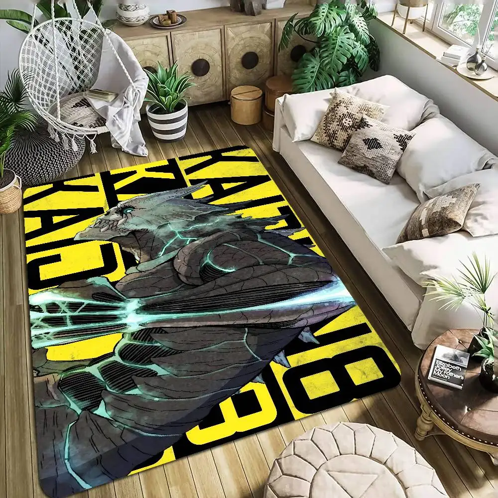 Kaiju No.8 Kafka Hibino With Yellow Background Rug