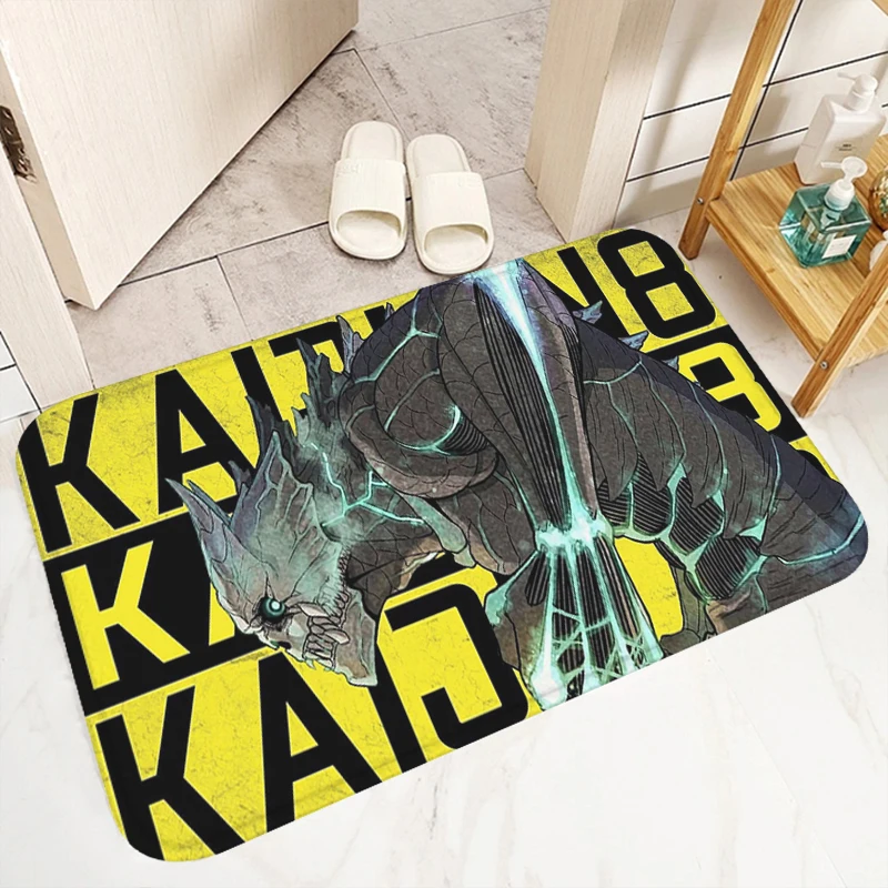 Kaiju No. 8 Kafka Hibino With Yellow Background Bath Mat