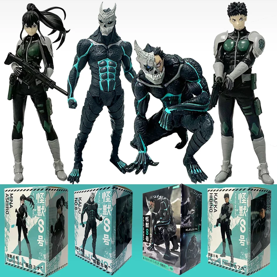 1-4PCS Amine Kaiju No. 8 Kafka Hibino Mina Ashiro Skeleton Creative PVC Figure